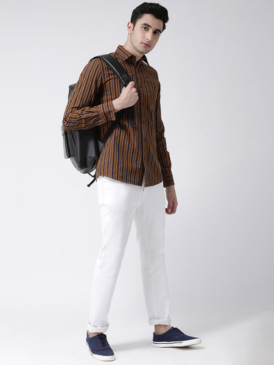 Brown Striped Shirt - Men Shirts