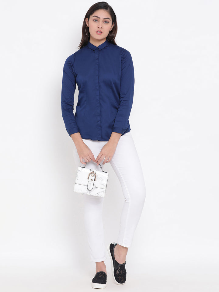 Blue Button up Shirt - Women Shirts