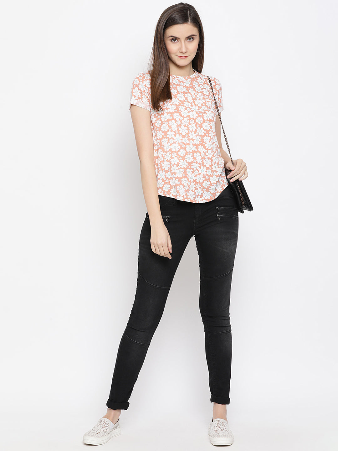 Orange Floral Top - Women Tops