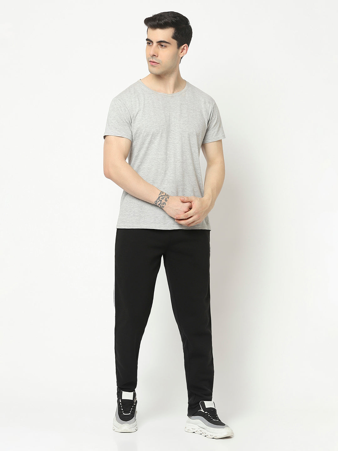  Black Track Pant with Contrast Logo Work