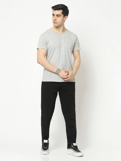  Black Track Pant with Contrast Logo Work