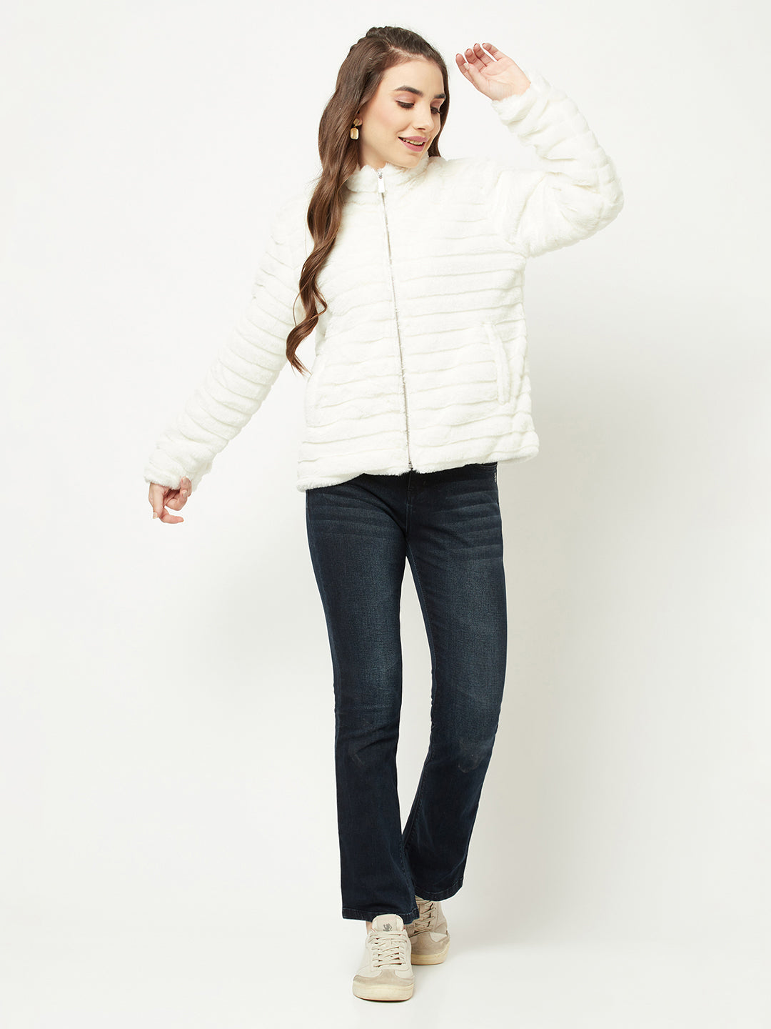  White Faux Fur Jacket