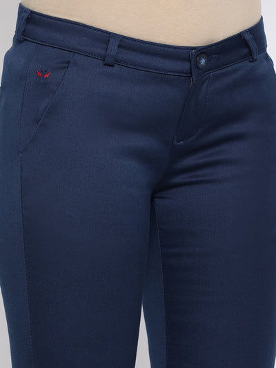 Blue Slim Fit Trousers - Women Trousers