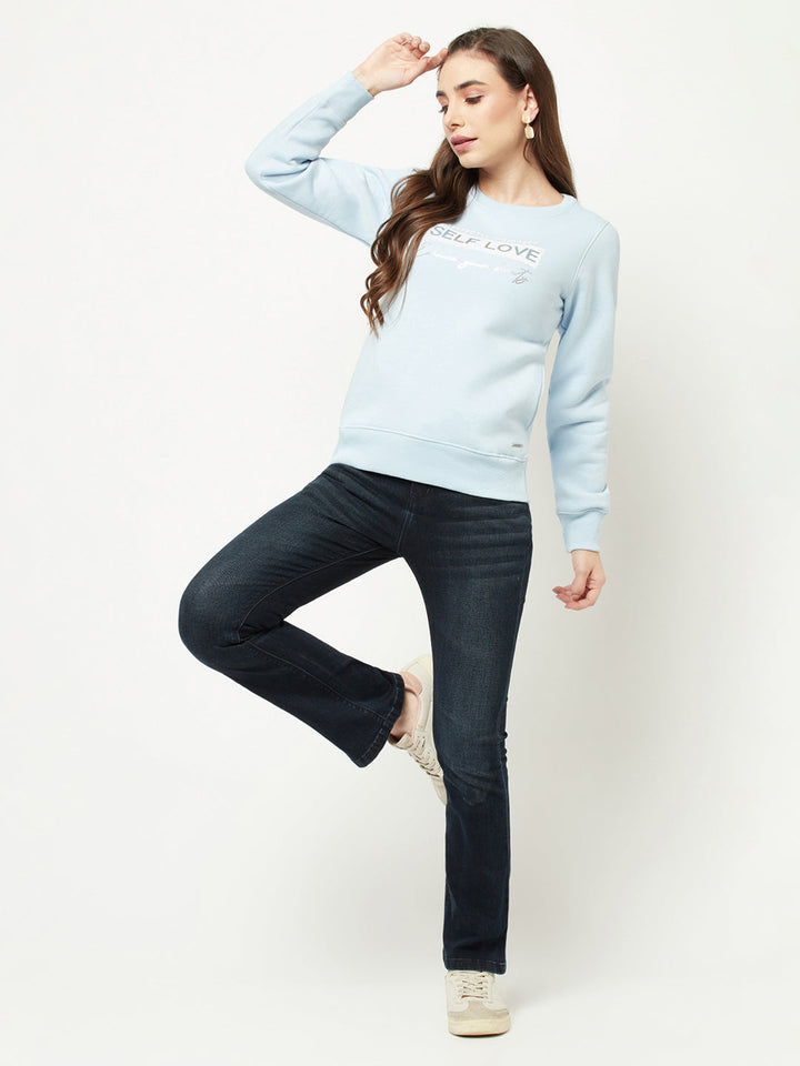  Light Baby Blue Typographic Sweatshirt 