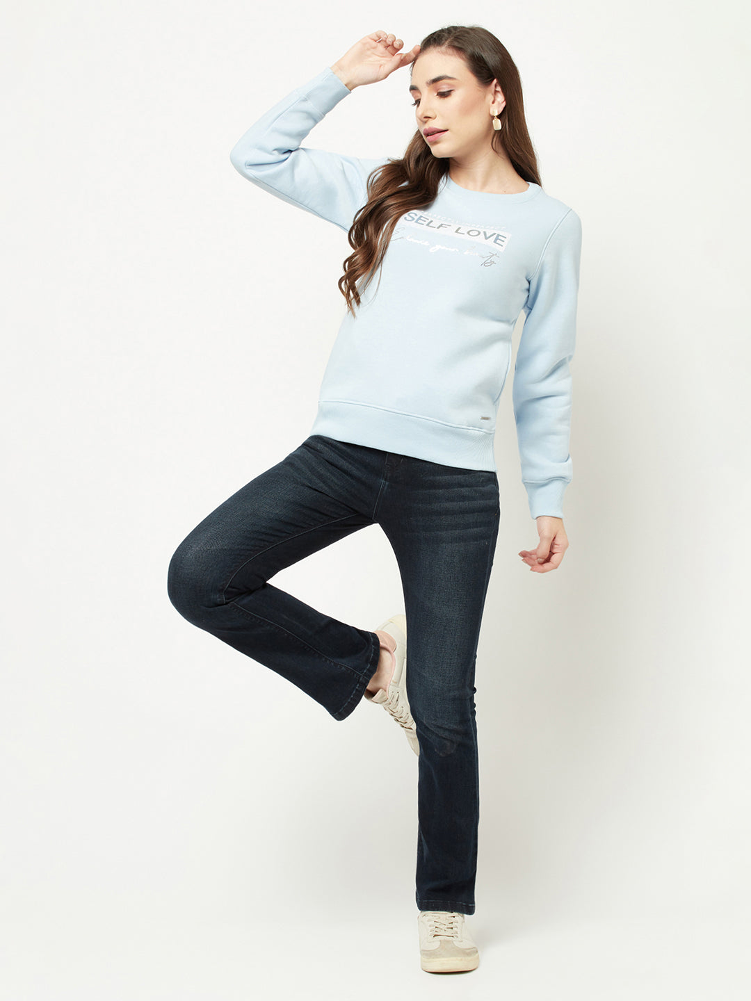  Light Baby Blue Typographic Sweatshirt 