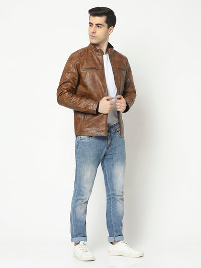  Brown Jacket in Tie and Dye Print