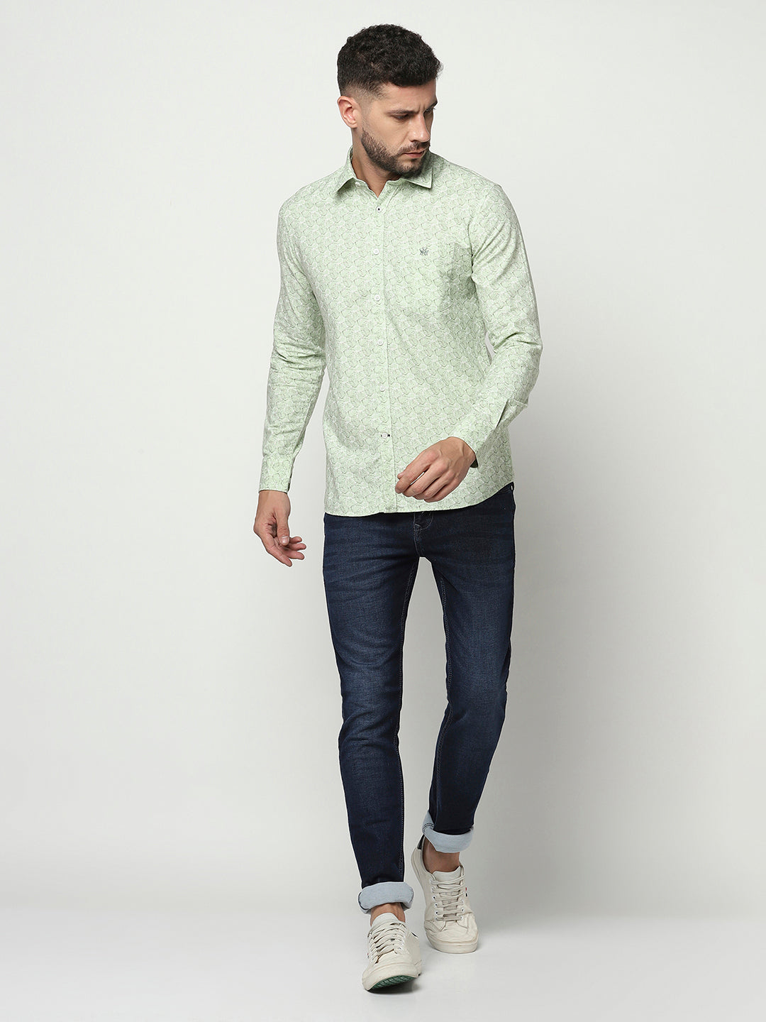 Green Abstract Print Shirt-Men Shirts-Crimsoune Club