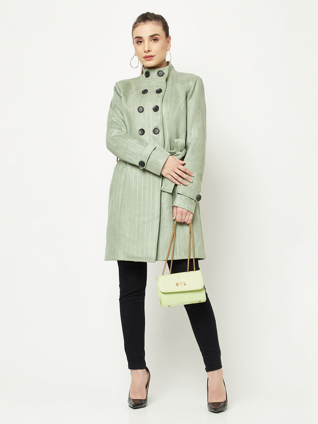  Light Green Striped Over-Coat