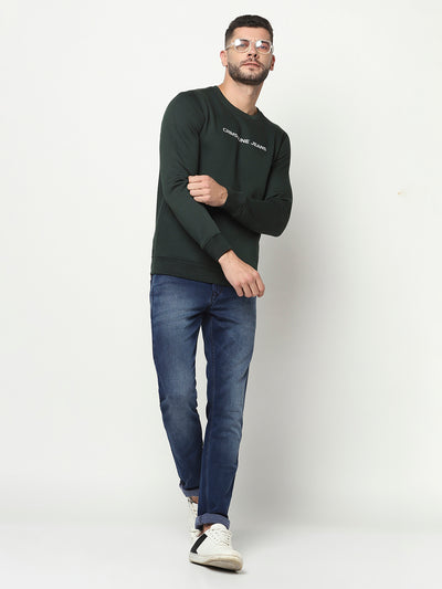 Dark Green Logo Block Sweatshirt-Men Sweatshirts-Crimsoune Club