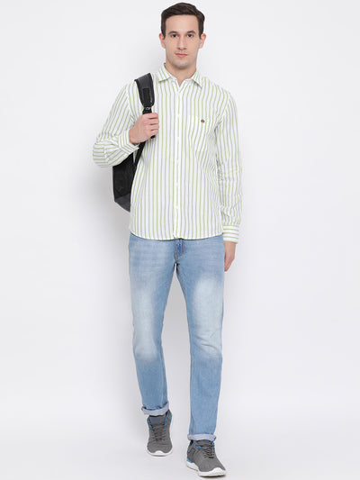 Green Striped Button up Shirt - Men Shirts