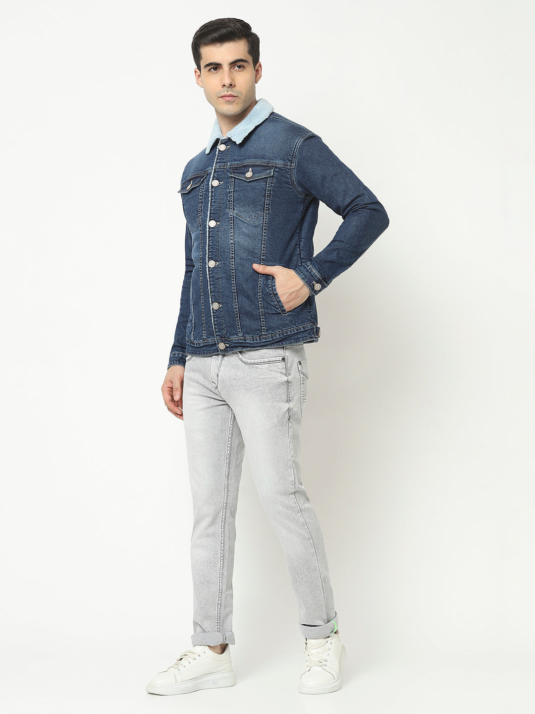  Blue Denim Jacket with Fur Inning