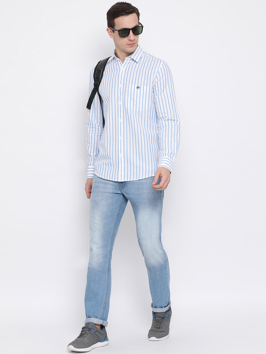 Blue Striped Button up Shirt - Men Shirts