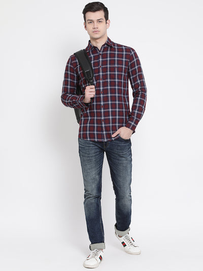 Red Checked Slim Fit shirt - Men Shirts