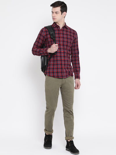 Red Checked Slim Fit shirt - Men Shirts