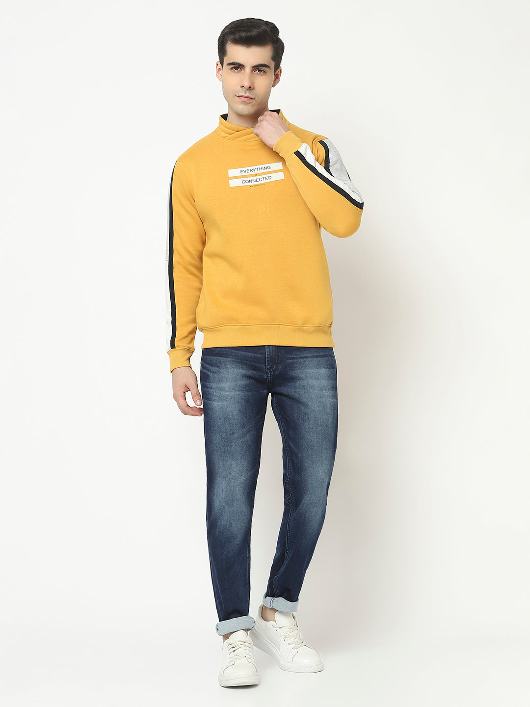  Mustard Sweatshirt with Typography Print