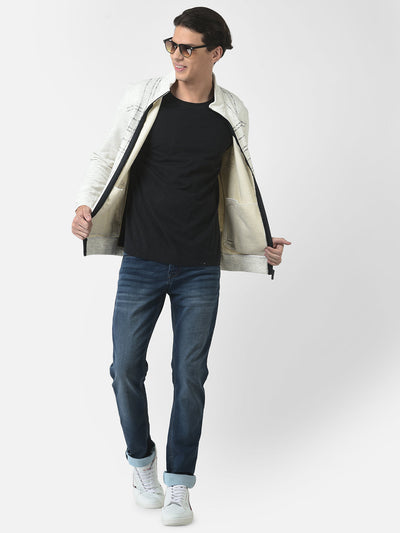 Melange Off-White Sweatshirt with Zipper Front 