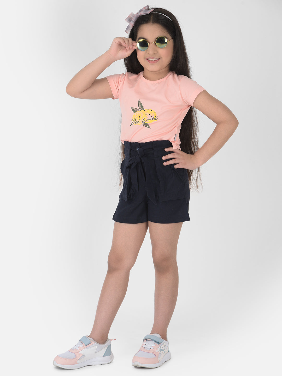 Navy Blue Bow-Tie Shorts - Girls Shorts