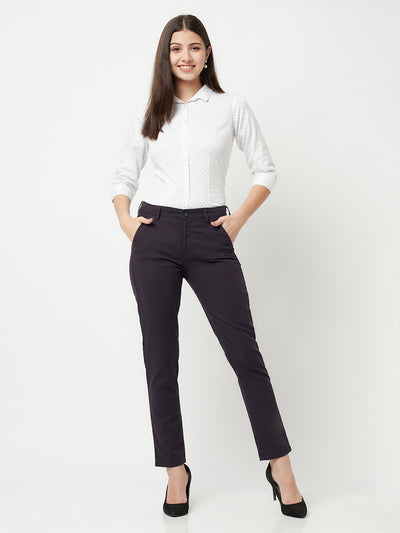 Navy Blue Slim Trousers-Women Trousers-Crimsoune Club