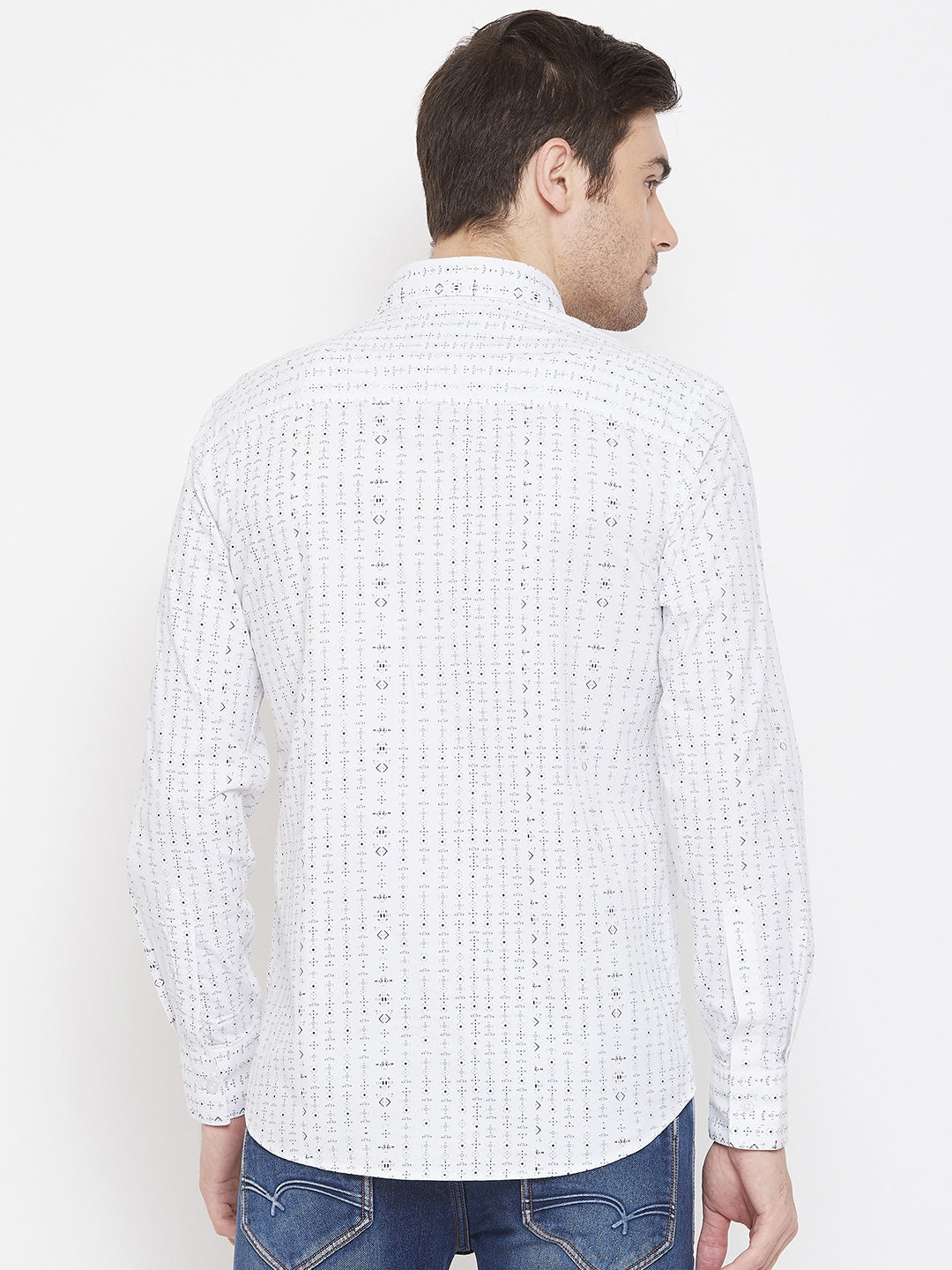 White Printed Slim Fit shirt - Men Shirts