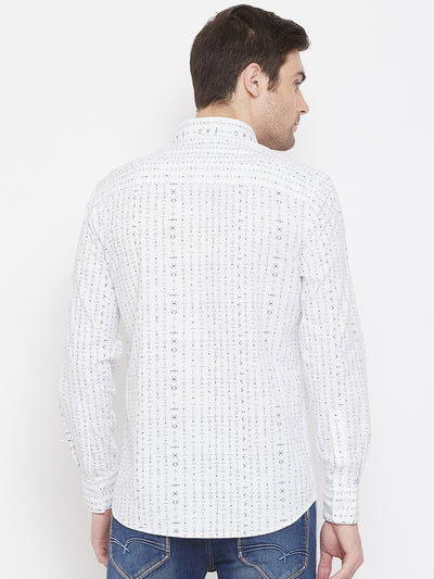 White Printed Slim Fit shirt - Men Shirts