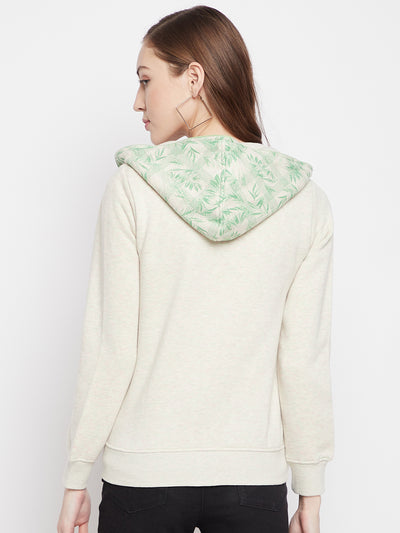 Green Floral Hooded Sweatshirt - Women Sweatshirts
