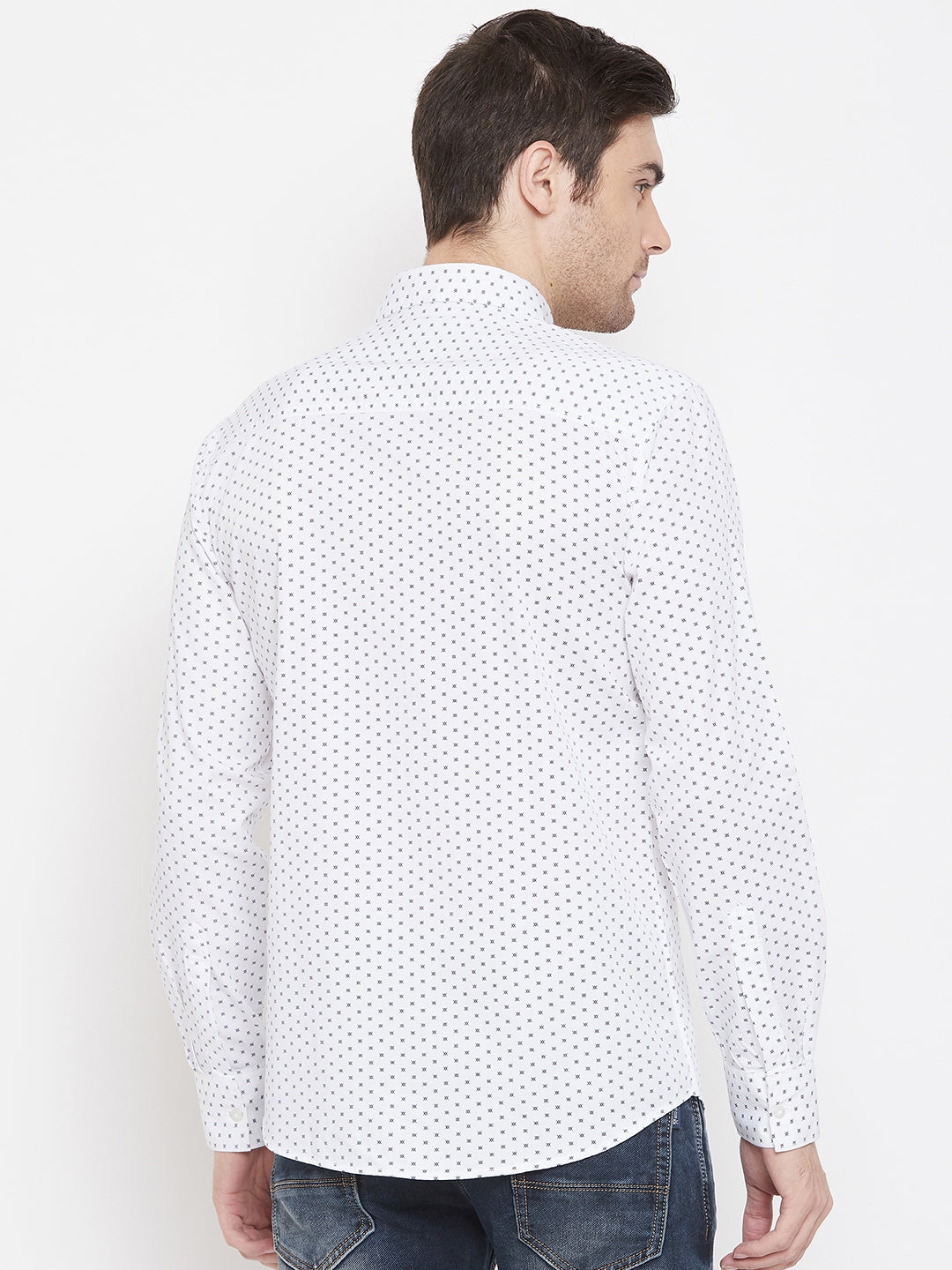 White Printed Button up Shirt - Men Shirts