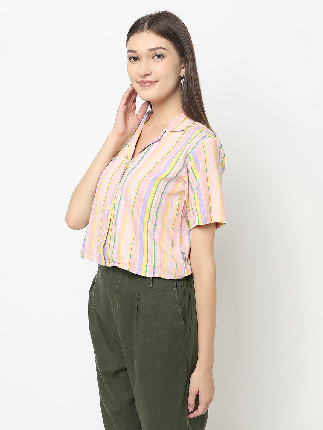 Mutli-Colour Crop Top in Stripes