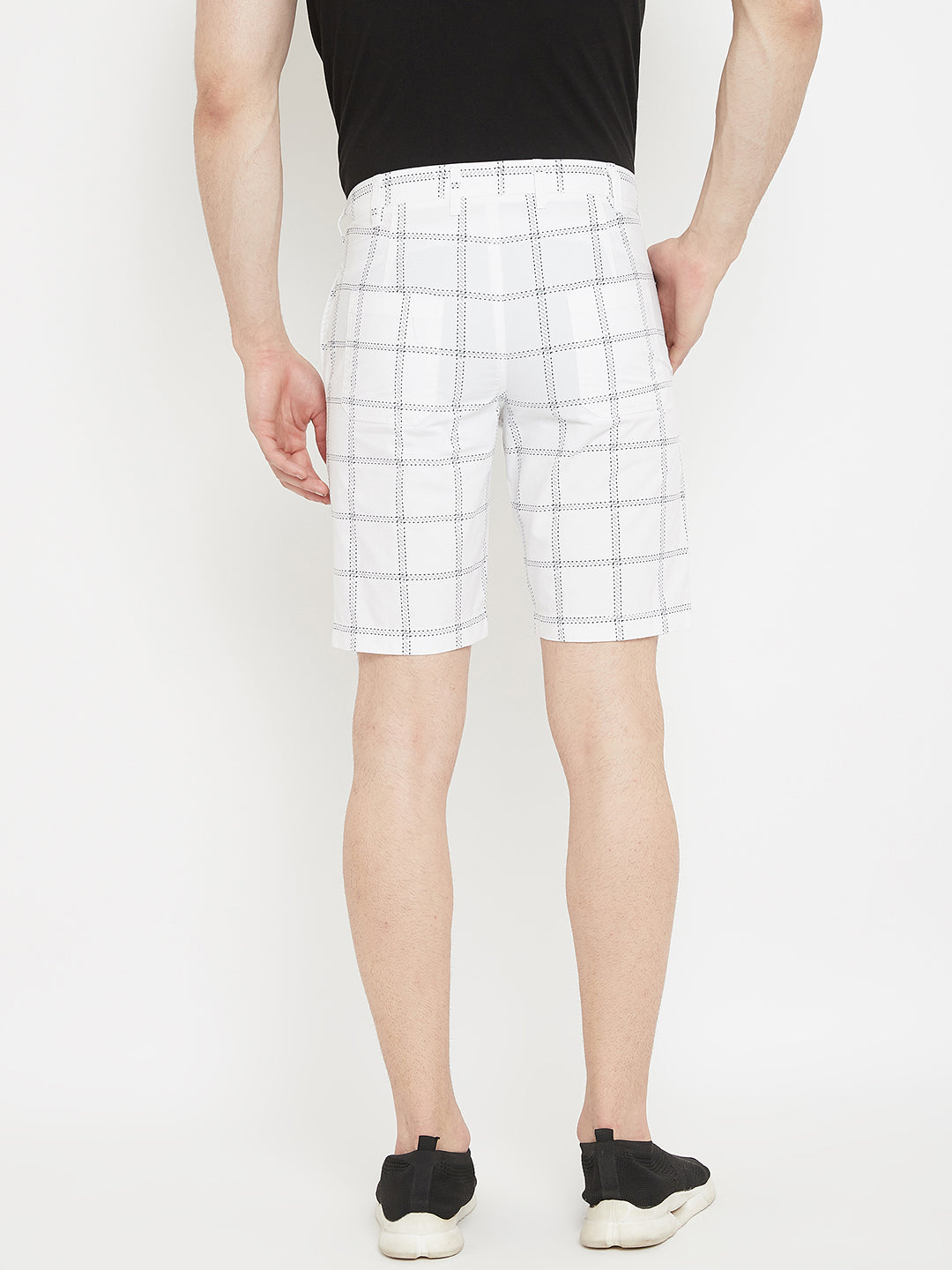 White Checked shorts - Men Shorts