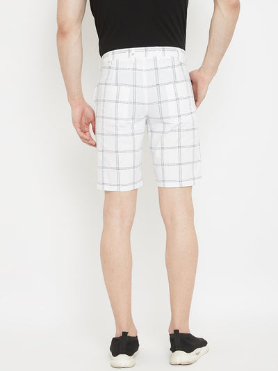 White Checked shorts - Men Shorts