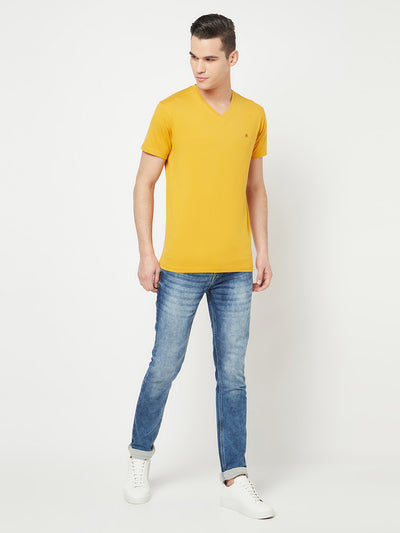 Mustard V-Neck T-Shirt - Men T-Shirts