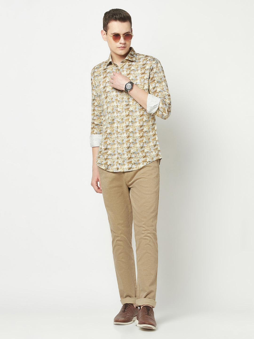  Khaki Textured Trousers