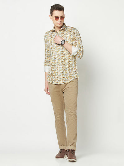  Khaki Textured Trousers