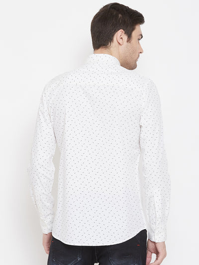 Printed White Button up Shirt - Men Shirts
