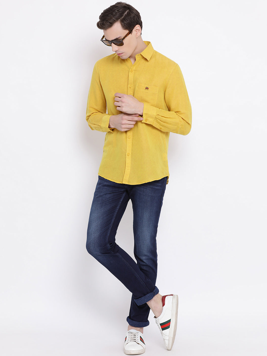 Yellow Printed Shirt - Men Shirts