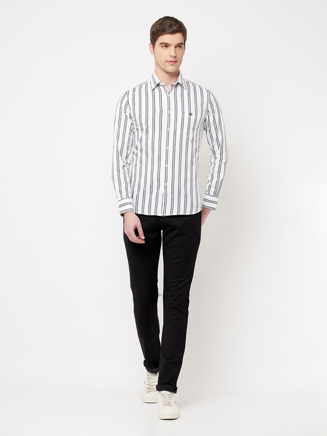 White Striped Casual Shirt - Men Shirts