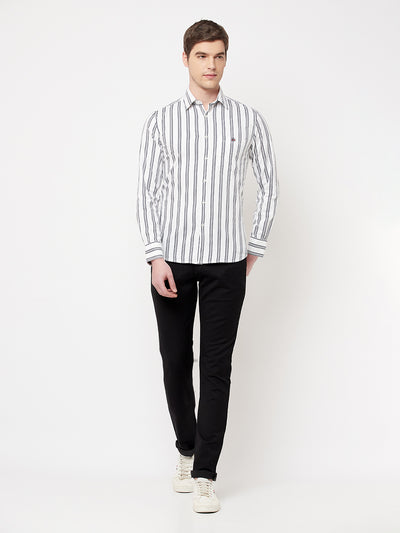White Striped Casual Shirt - Men Shirts