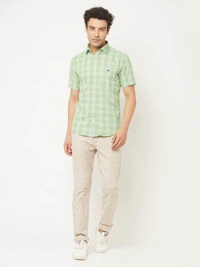   Beige Shirt in Tartan Checks