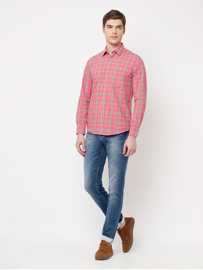 Pink Checked Casual Shirt - Men Shirts