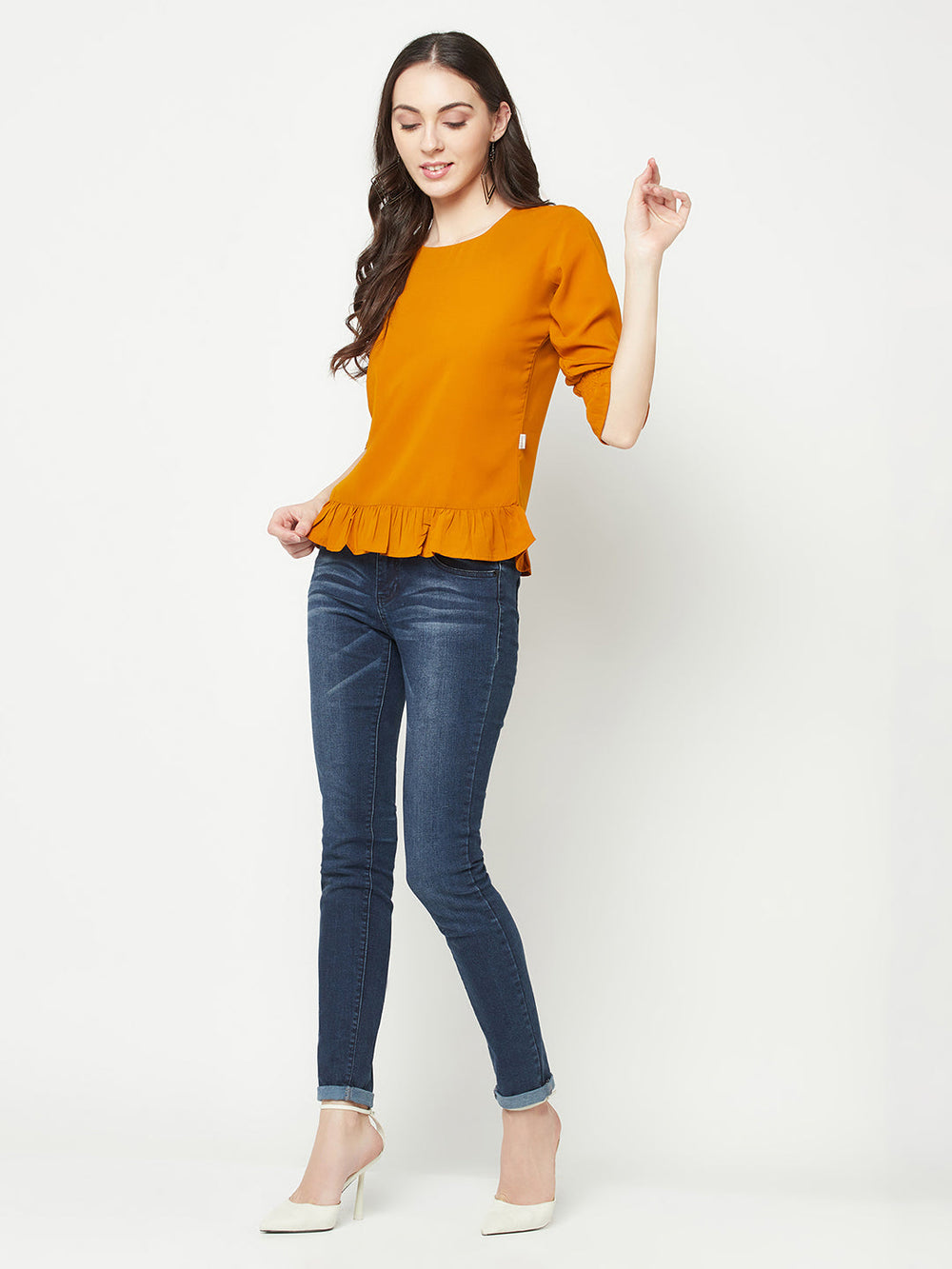  Mustard Peplum Top