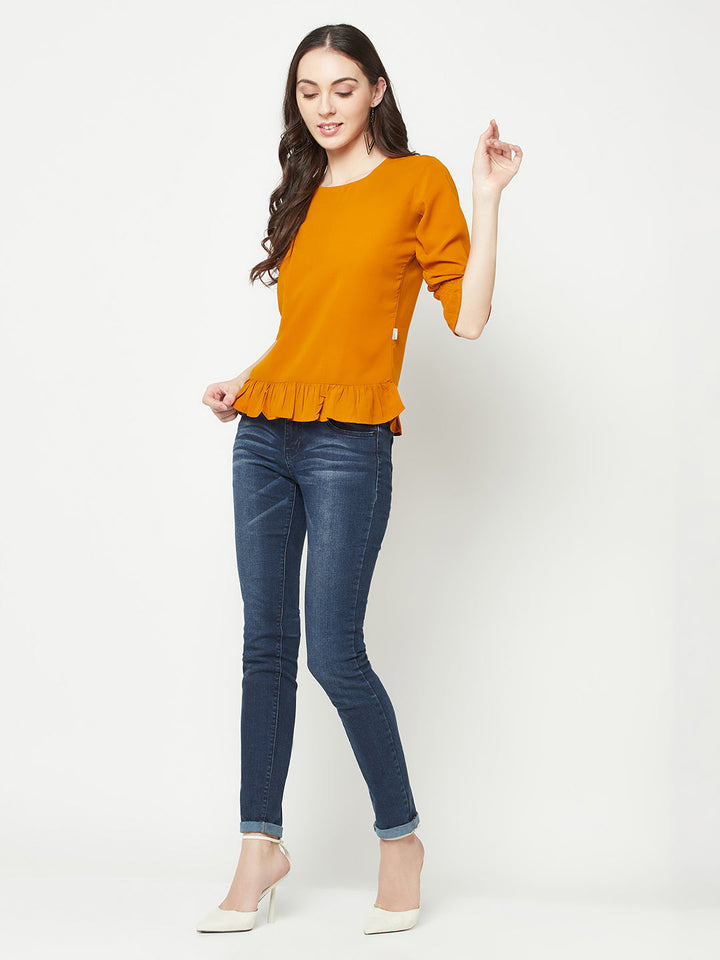  Mustard Peplum Top