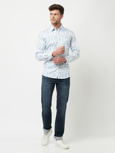 White Floral Printed Shirt-Men Shirts-Crimsoune Club