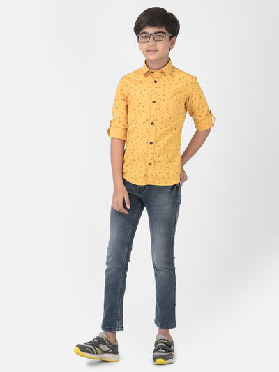 Yellow Floral Printed Shirt - Boys Shirts