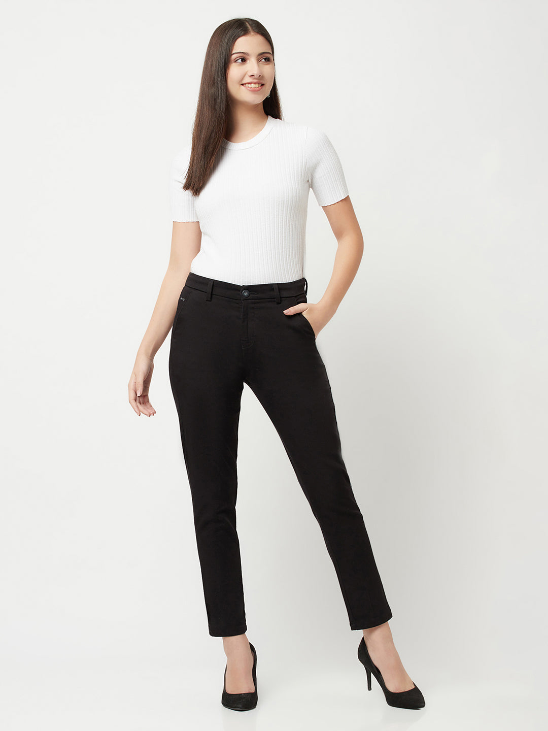 Black Trousers-Women Trousers-Crimsoune Club