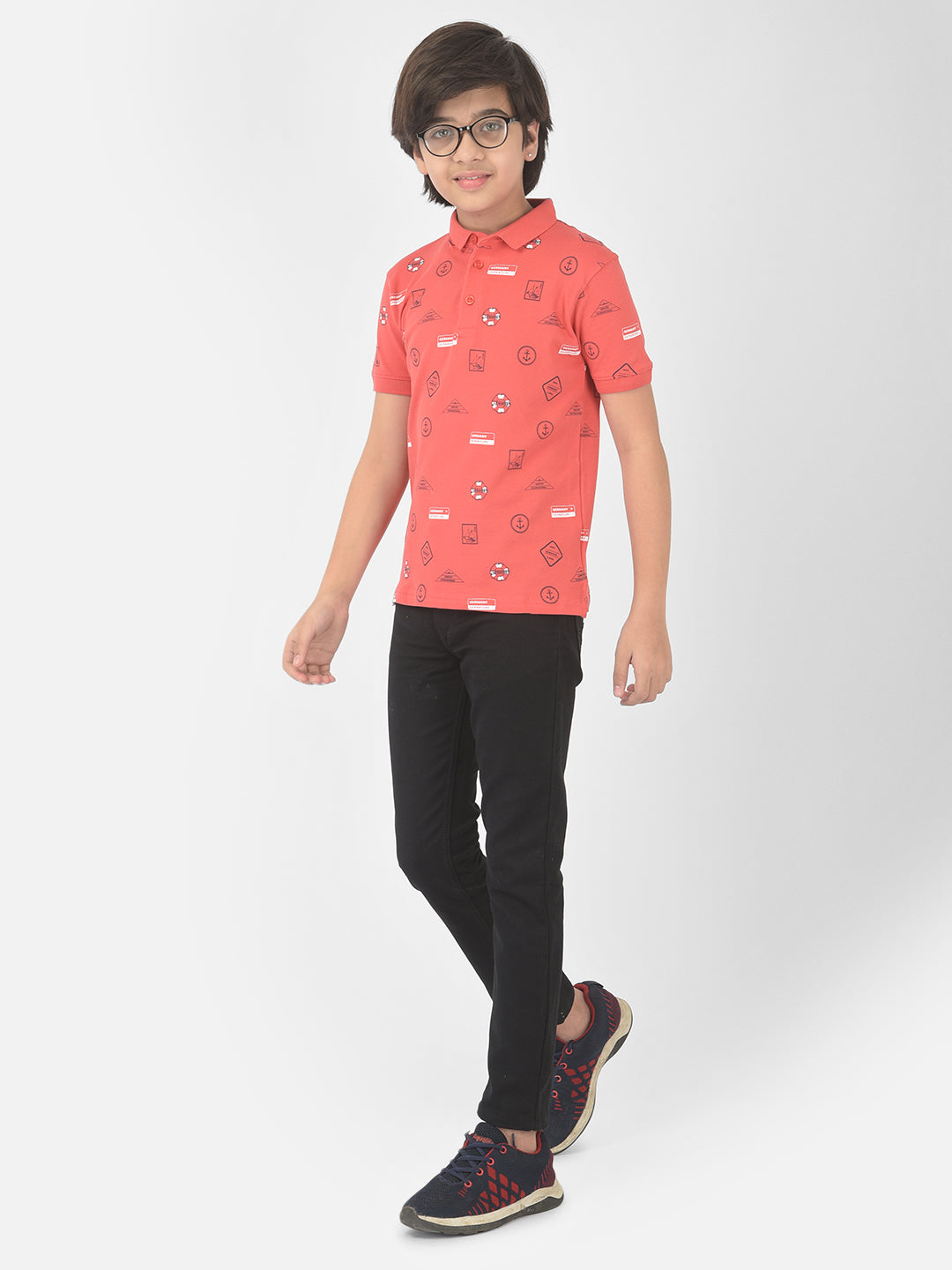 Pink Printed Polo T-shirt - Boys T-Shirts