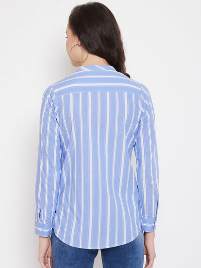 Striped Slim Fit V neck Casual Shirt - Women Shirts