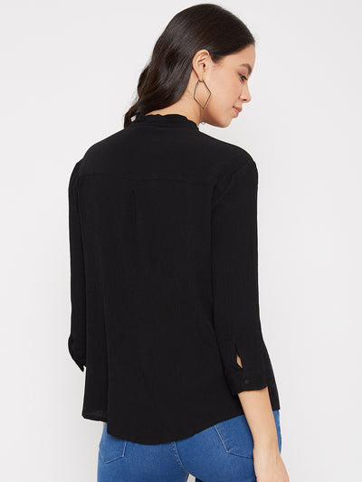 Black Button Up Top - Women Tops