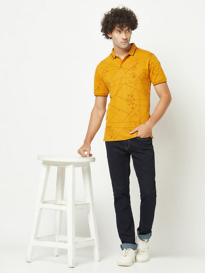  Mustard Abstract Polo T-Shirt