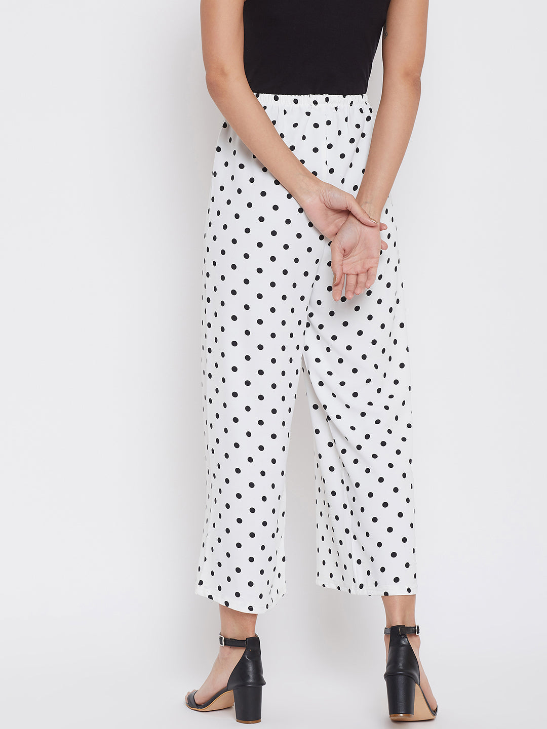 Polka Dots Flared Culottes - Women Trousers