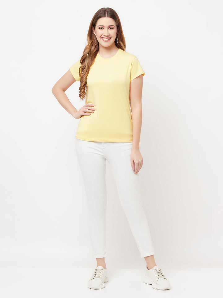 Yellow Round Neck T-Shirt - Women T-Shirts