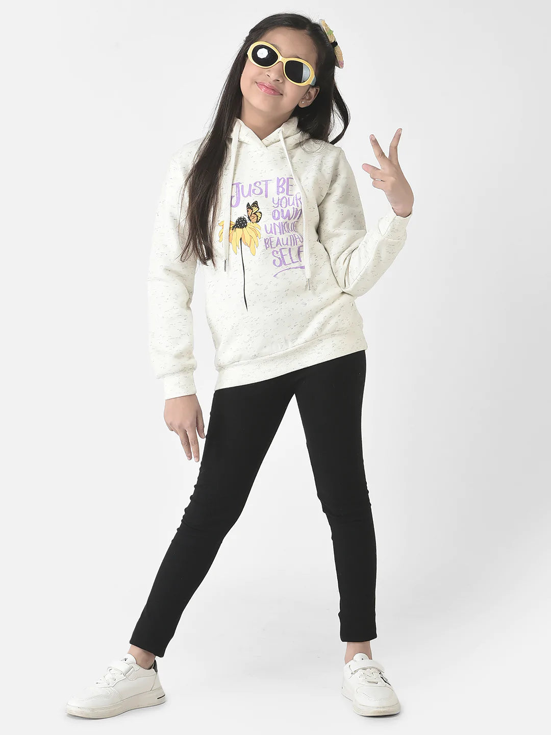  White Typographic Hoodie